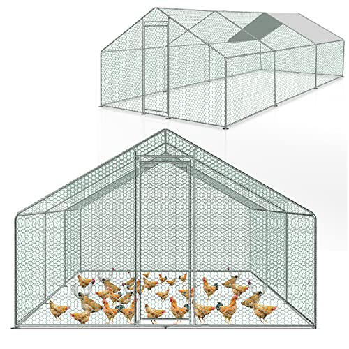 Izrielar XXL Hühnerstall Freilaufgehege mit Sicherheitsschloss und Wasserdichtes PE-Farbtuch, Viel Platz für Hühner, Kaninchen und weitere Kleintiere, Stabilem Stahlrahmen, 3x6x2m von Izrielar