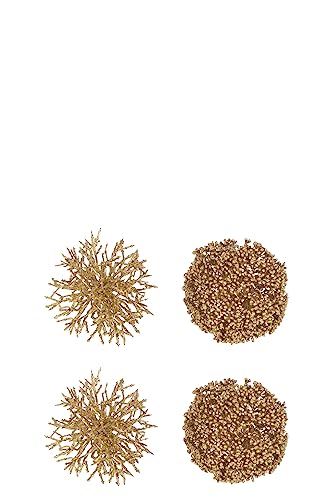 DOSE VON 4 HÄNGEKUGELN RUND/Koralle Plastik Gold von J-Line