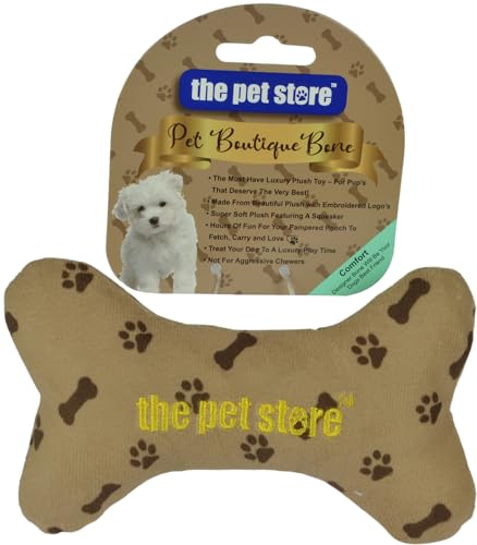J&E Importers The Pet Store Pet Boutique Hundespielzeug, superweich, quietschend, Plüschtier, Knochen, bequem für kleine Hunde und Welpen von J&E Importers