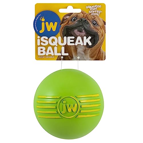 JW JW43032 Isqueak Ball Large, Quietschen dicker Gummiball für Hunde, L, Sortierte Farben von J.W.