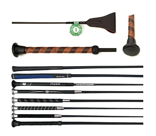 JA Horse Fleck Springpeitsche Springgerte Springstock Reitgerte (50 cm, SilkTouch Retro braun/karamel) von JA Horse