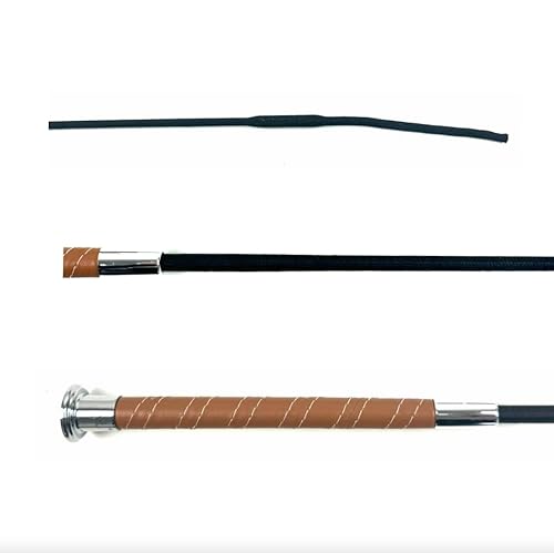 JA Horse Leather Spiral Dressurgerte Dressurpeitsche Reitgerte Dressur Reiten Gerten mit Ledergriff (Karamell, 120 cm) von JA Horse