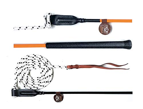 JA Horse Pferd Kontaktstock mit Seil für die Training Bodenarbeit 100/120 cm, Bodenarbeitstick Reitstick Pferdestick Longiergerte Finesse-Stick Carrot Stick Horsemanship Stick (100 cm, orange) von JA Horse