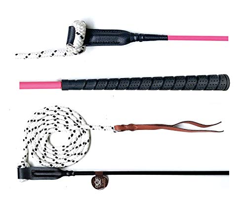 JA Horse Pferd Kontaktstock mit Seil für die Training Bodenarbeit 100/120 cm, Bodenarbeitstick Reitstick Pferdestick Longiergerte Finesse-Stick Carrot Stick Horsemanship Stick (120 cm, pink) von JA Horse
