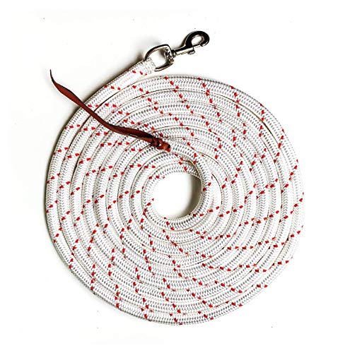 Westernrope Bodenarbeitsseil mit hohe Qualität Bullsnap Karabinerhaken extra stark Nylonstrick Dicke 1.8 cm Horseman (700 cm, weiß/rot - Karabinerhaken) von JA Horse