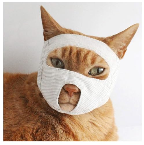 Atmungsaktive Katzenmaulkorb Verstellbare Weiche Haustiermaske Katzenmundmaske Für Schönheit Kratz Bissschutz Anti-MIAU-Nagelschneiden Baden(Size:S(1.5-4 kg)) von JACHE
