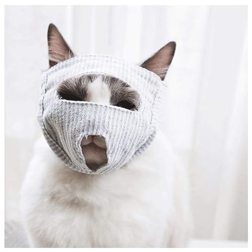 Verstellbare Katzenmaske Atmungsaktive Haustiermaske Katzenmundabdeckung Schönheitsmaske Kratzfest Bissfest Nagelschneiden Baden(Size:M(3-7.5kg)) von JACHE