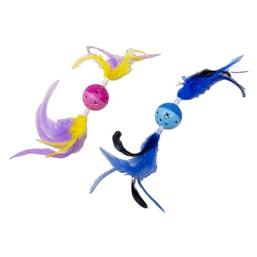 JACK AND VANILLA, Federball für Katzen, Stimuliert den Jagdinstinkt, Strapazierfähige Materialien, Leicht zu reinigen, Größe 36 cm, Leuchtende Farben, Katzenspielzeug Modell von JACK AND VANILLA