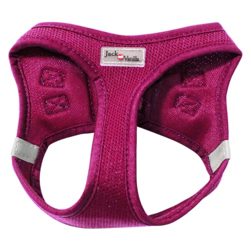 JACK AND VANILLA, Bequemes Netzgeschirr für Hunde, verstellbar von 49–55 cm, attraktives Design, reflektierende Riemen, ideal zum Spazierengehen, Pink-L, Expeditionsmodell von JACK AND VANILLA