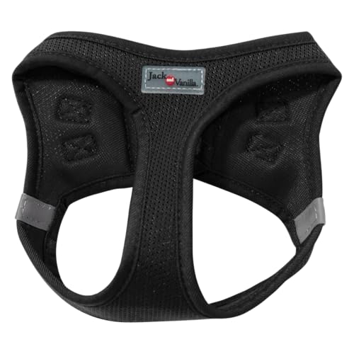 JACK AND VANILLA, Bequemes Netzgeschirr für Hunde, verstellbar und sicher, modernes Design, einfach zu tragen, Größe XXS, 30-33 cm, Schwarze Farbe, Expeditionsmodell von JACK AND VANILLA