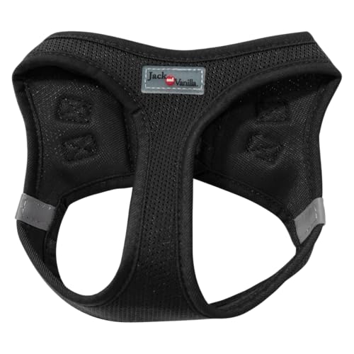 JACK AND VANILLA, Bequemes Netzgeschirr für Haustiere, verstellbar von 55–62 cm, Elegantes und sicheres Design, einfach zu tragen, Schwarze Farbe, Größe XL, Expeditionsmodell von JACK AND VANILLA