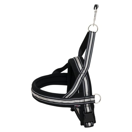 JACK AND VANILLA, bequemes und sicheres Hundegeschirr, individuelle Passform, reflektierende Streifen, benutzerfreundliches Design, wetterfest, 70 cm, schwarz, Outdoor-Modell von JACK AND VANILLA