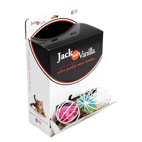 JACK AND VANILLA, Crunchy Interactive Ball für Katzen REGT den Jagdinstinkt an, langlebige und ungiftige Materialien, farbenfrohes Design, 5 cm, Sortiert, Modell Cat Toys von JACK AND VANILLA