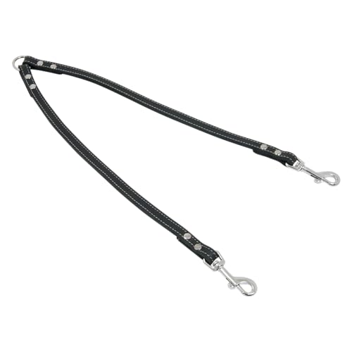 JACK AND VANILLA, Doppelleine für Hunde, Modell aus geöltem Leder, Schwarze Farbe, Größe 10 mm x 40 cm JACK AND VANILLA, Doppelleine für Hunde, Modell aus geöltem Leder, Schwarze Farbe, Größe 10 mm x 40 cm von JACK AND VANILLA