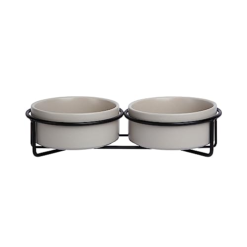 JACK AND VANILLA, Doppelter Keramiknapf mit elegantem Metallständer, modernes Design, 2 x 400 ml Fassungsvermögen, leicht zu reinigen, stabil, ideal für Tiere, grün, 2 x 400 ml, Modell Bon Appetit von JACK AND VANILLA