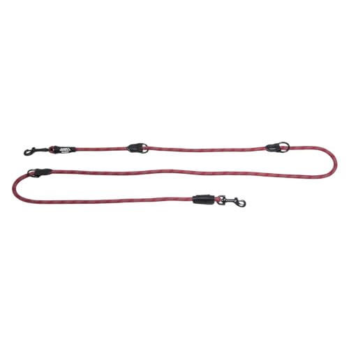 JACK AND VANILLA, Dressurleine mit 2 Haken. Für Hunde, Modell mit leuchtenden Punkten, Farbe Schwarz/Rot, Größe 8 mm x 200 cm von JACK AND VANILLA