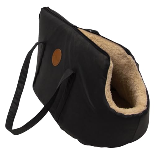 JACK AND VANILLA, Elegante Transportbox für Kleintiere, edles schwarzes Design, Maße 55 x 30 cm, bequem und sicher, ideal für Reisen und Tierarztbesuche, Zeitloses Modell von JACK AND VANILLA