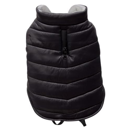 JACK AND VANILLA, Stylischer Mantel für Hunde, Schutz vor Kälte, perfekte Passform für große Größen, waschbar, reflektierende Details, XL, Schwarz, 5Th Avenue Dogwalk-Modell von JACK AND VANILLA