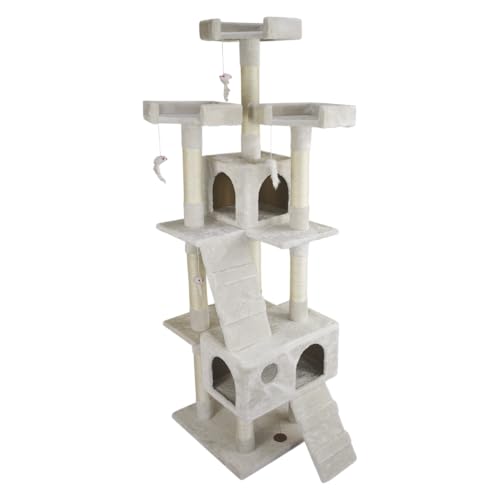 JACK AND VANILLA, Eleganter Kratzbaum für Katzen, modernes und klares Design, langlebige Materialien, pflegeleicht, Maße 50 x 50 x 170 cm, cremefarben, Kratzbaummodell JACK AND VANILLA, Eleganter Kratzbaum für Katzen, modernes und klares Design, langlebige Materialien, pflegeleicht, Maße 50 x 50 x 170 cm, cremefarben, Kratzbaummodell von JACK AND VANILLA