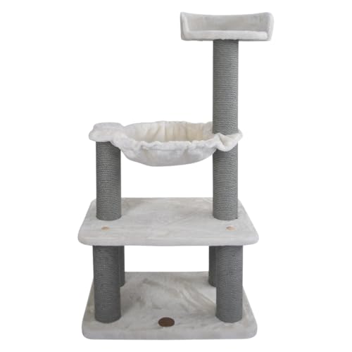 JACK AND VANILLA, Eleganter Kratzbaum für Katzen, multifunktional und langlebig, ideal zum Spielen und Ausruhen, leicht zu reinigen, Maße 58 x 38 x 112 cm, cremefarben, Kratzbaummodell von JACK AND VANILLA