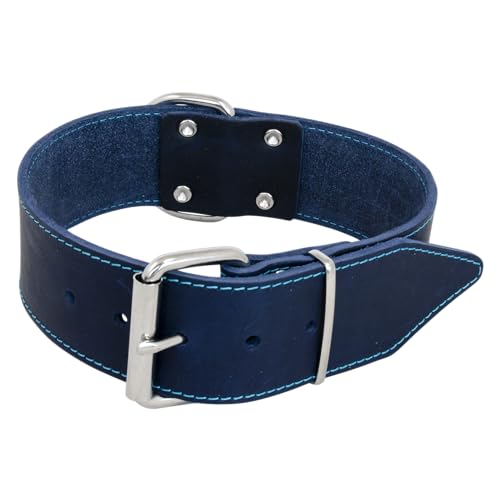 JACK AND VANILLA, Elegante Halskette aus Fettleder für Hunde, widerstandsfähig und bequem, verstellbar, ideal für Spaziergänge, Größe 50 x 70 cm, Blaue Farbe, Ledermodell JACK AND VANILLA, Elegante Halskette aus Fettleder für Hunde, widerstandsfähig und bequem, verstellbar, ideal für Spaziergänge, Größe 50 x 70 cm, Blaue Farbe, Ledermodell von JACK AND VANILLA
