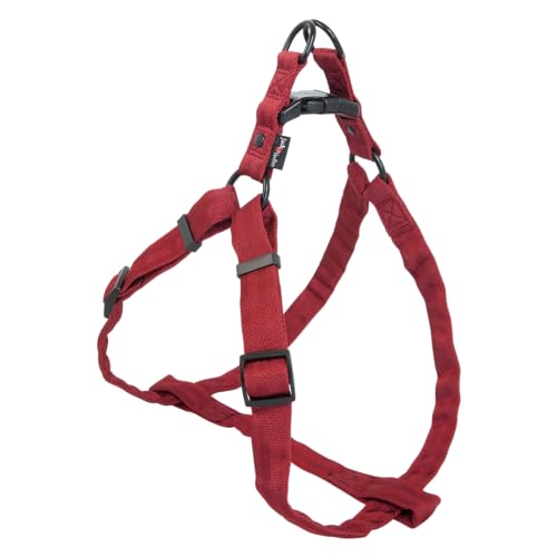 JACK AND VANILLA, Ergonomisches rotes Nylongeschirr für Hunde, verstellbar von 53 bis 82 cm, mit reflektierenden Streifen für mehr Sicherheit, Größe L, rote Farbe, Comfort-Modell von JACK AND VANILLA
