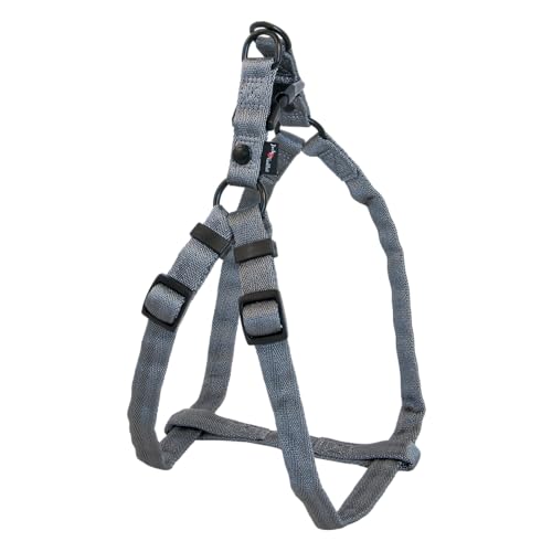 JACK AND VANILLA, Ergonomisches Nylongeschirr für Hunde, verstellbar, leicht und widerstandsfähig, mit reflektierenden Streifen für Sicherheit, grau, Größe XS 12 x 27-38 cm, Comfort-Modell von JACK AND VANILLA