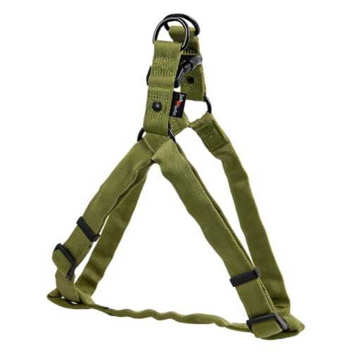 JACK AND VANILLA, Ergonomisches Nylongeschirr für Hunde, verstellbar, leicht und widerstandsfähig, mit reflektierenden Streifen für Sicherheit, grüne Farbe, Größe L 25 x 53 – 82 cm, Comfort-Modell von JACK AND VANILLA