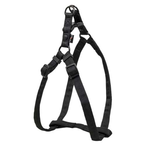 JACK AND VANILLA, Ergonomisches Hundegeschirr aus Nylon, verstellbar, leicht und langlebig, mit reflektierenden Streifen für Sicherheit, Größe S, Schwarz, 15 x 38–59 cm, Komfortmodell von JACK AND VANILLA