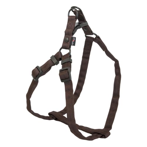 JACK AND VANILLA, Ergonomisches Nylongeschirr für Hunde, verstellbar von 53 bis 82 cm, mit reflektierenden Streifen für mehr Sicherheit, braune Farbe, Breite 25 mm, Comfort-Modell von JACK AND VANILLA