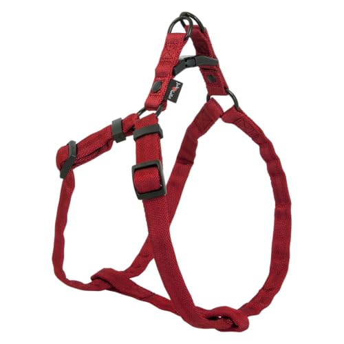 JACK AND VANILLA, Ergonomisches rotes Nylongeschirr für Hunde, verstellbar und bequem, ideal für Spaziergänge und Aktivitäten, Größe S 15 x 38–59 cm, Comfort-Modell von JACK AND VANILLA