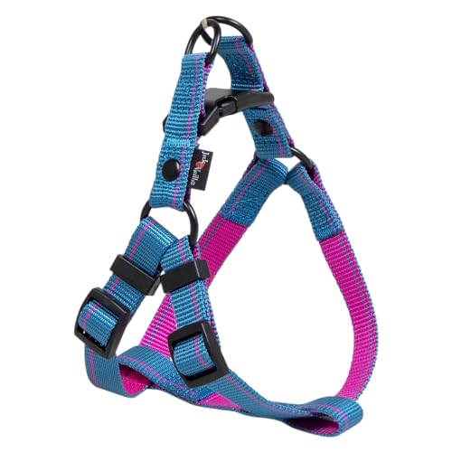 JACK AND VANILLA Ergonomisches Hundegeschirr, verstellbar, leicht und langlebig, mit reflektierenden Streifen für Sicherheit, blaues Streifendesign, Größe XS 15 x 27–38 cm, Streifenmuster von JACK AND VANILLA