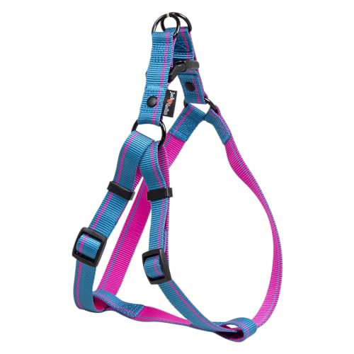 JACK AND VANILLA, ergonomisches, verstellbares Hundegeschirr, langlebig und leicht, ideal zum Spazierengehen und Wandern, blau gestreiftes Design, Größe M 20 x 45 – 66 cm, Streifenmodell JACK AND VANILLA, ergonomisches, verstellbares Hundegeschirr, langlebig und leicht, ideal zum Spazierengehen und Wandern, blau gestreiftes Design, Größe M 20 x 45 – 66 cm, Streifenmodell von JACK AND VANILLA