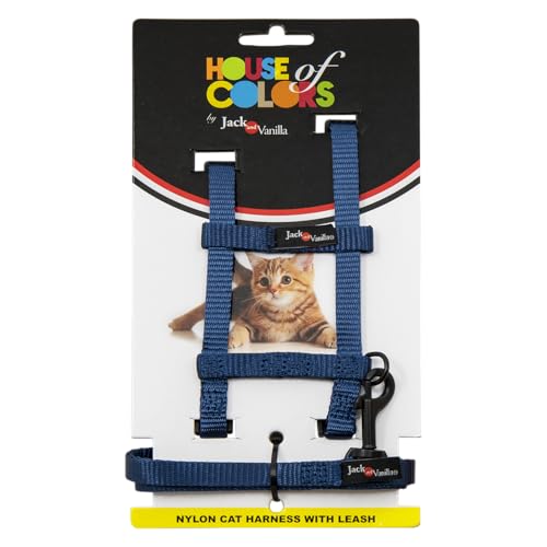 JACK AND VANILLA, Ergonomisches Katzengeschirr mit Leine, widerstandsfähiges Nylon, einfache Passform, optimaler Komfort, modernes Design, Blaue Farbe, Maße 10 x 120 cm, Nylonmodell JACK AND VANILLA, Ergonomisches Katzengeschirr mit Leine, widerstandsfähiges Nylon, einfache Passform, optimaler Komfort, modernes Design, Blaue Farbe, Maße 10 x 120 cm, Nylonmodell von JACK AND VANILLA