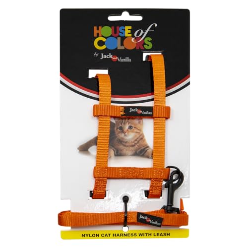 JACK AND VANILLA, Ergonomisches Katzengeschirr mit Leine, widerstandsfähiges Nylon, verstellbar, optimaler Komfort, modernes Design, orange Farbe, Maße 10 x 120 cm, Nylonmodell JACK AND VANILLA, Ergonomisches Katzengeschirr mit Leine, widerstandsfähiges Nylon, verstellbar, optimaler Komfort, modernes Design, orange Farbe, Maße 10 x 120 cm, Nylonmodell von JACK AND VANILLA