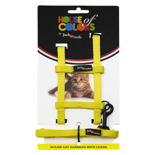 JACK AND VANILLA, Ergonomisches Katzengeschirr mit Leine, widerstandsfähiges Nylon, verstellbar für optimalen Komfort, modernes Design, gelbe Farbe, Größe 10 x 120 cm, Nylonmodell JACK AND VANILLA, Ergonomisches Katzengeschirr mit Leine, widerstandsfähiges Nylon, verstellbar für optimalen Komfort, modernes Design, gelbe Farbe, Größe 10 x 120 cm, Nylonmodell von JACK AND VANILLA