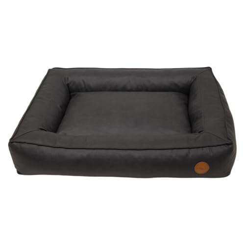 JACK AND VANILLA, Ergonomisches Laufgitterbett für Hunde, geräumig 120 x 80 cm, Elegantes schwarzes Design, hochdichter Schaumstoff, waschbarer Bezug, verstärkte Sicherheit, optimaler Komfort von JACK AND VANILLA