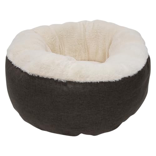 JACK AND VANILLA, erhöhter Haustierkorb, ergonomisches Design, strapazierfähiger Stoff, leicht zu reinigen, ideal für kleine Hunde und Katzen, 50 x 50 x 23 cm, Dunkelbraun von JACK AND VANILLA