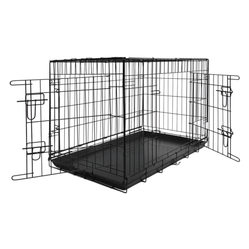 JACK AND VANILLA, Faltbarer Haustierkäfig mit 2 Türen, leichte und robuste Struktur, optimale Belüftung, einfacher Zugang, stilvolles Design, 92 x 57 x 64 cm, Farbe: Schwarz, Reisemodell von JACK AND VANILLA