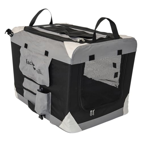 JACK AND VANILLA, zusammenklappbare Hundehütte für Haustiere, langlebige Materialien, optimale Belüftung, pflegeleicht, ideal für Reisen, Größe S 60 x 42 x 42 cm, grau, Modell von JACK AND VANILLA