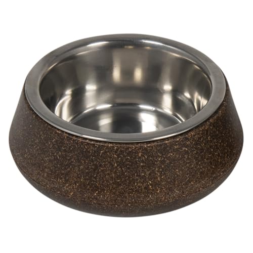 JACK AND VANILLA, Schüssel aus Bambus und Edelstahl, Elegantes Design, rutschfest, 450 ml Fassungsvermögen, 14 cm Durchmesser, ideal für Hunde und Katzen, braune Farbe, Modell „Bon Appetit“. von JACK AND VANILLA
