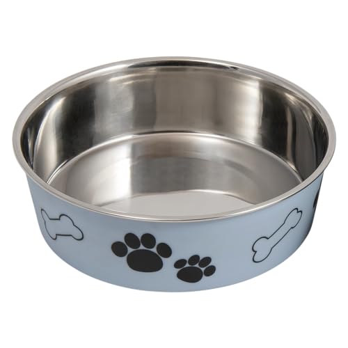 JACK AND VANILLA, Rutschfester Edelstahlnapf für Haustiere, 2000 ml Fassungsvermögen, Elegantes Design, leicht zu reinigen, ideal für Hunde und Katzen, blau, Modell Bon Appetit von JACK AND VANILLA