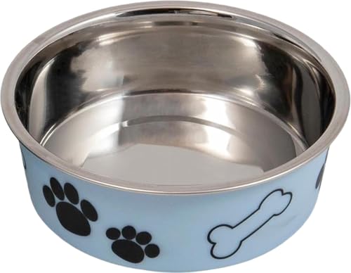 JACK AND VANILLA, Rutschfester Edelstahlnapf für Hunde und Katzen, 750 ml Fassungsvermögen, Modernes und Elegantes Design, Farbe Blau, Leicht zu reinigen, Modell Bon Appetit von JACK AND VANILLA