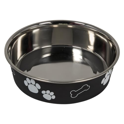 JACK AND VANILLA, Schwarze Edelstahlschüssel, Elegantes Design, 610 ml Fassungsvermögen, Ø15 cm, ideal für tägliche Mahlzeiten und Picknicks, leicht zu reinigen, langlebig, Modell „Guten Appetit“. von JACK AND VANILLA
