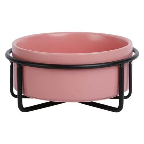 JACK AND VANILLA, Rutschfester Keramiknapf mit Metallständer, Elegantes Design, 400 ml, ideal für Hunde und Katzen, rosa, für alle Rassen, Modell „Bon Appetit“. von JACK AND VANILLA