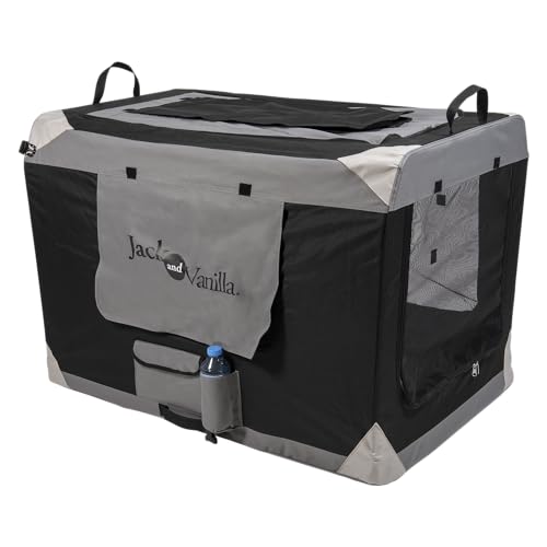 JACK AND VANILLA, Geräumige Falthütte für Tiere, Robustes Design und einfacher Transport, optimale Belüftung, schnelle Installation, XXL-Größe 102 x 69 x 69 cm, grau, Reisemodell von JACK AND VANILLA