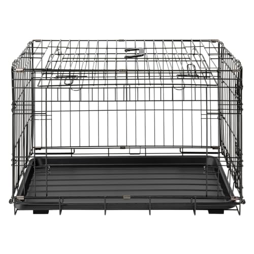 JACK AND VANILLA, Geräumiger Drahtkäfig mit Schiebetür, Elegantes und langlebiges Design, ideal für große Tiere, leicht zu reinigen, XXL, schwarz, Reisemodell von JACK AND VANILLA