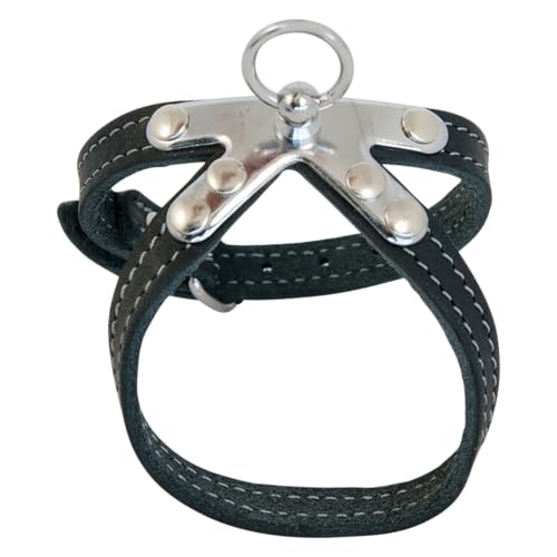 JACK AND VANILLA, Robustes schwarzes Ledergeschirr für Tiere, Größe 10 x 30 cm, verstärkte Sicherheit, pflegeleicht, Elegantes und Funktionelles Design 10 x 30 cm, schwarz, Ledermodell von JACK AND VANILLA