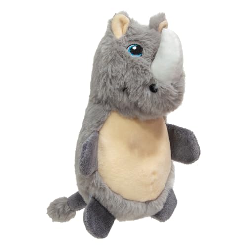 JACK AND VANILLA, graues Nashorn-Plüschtier für Hunde und Katzen, 18 cm, weich und langlebig, mit integrierter Pfeife, leicht zu reinigen, ideal für Spiel und Interaktion von JACK AND VANILLA