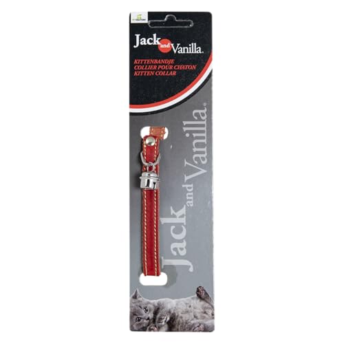 JACK AND VANILLA Red Kitten Fettleder-Halskette, stilvolles, verstellbares Design, integrierte Sicherheit, 10 mm breit, 25 cm lang, Ledermuster-Zubehör von JACK AND VANILLA